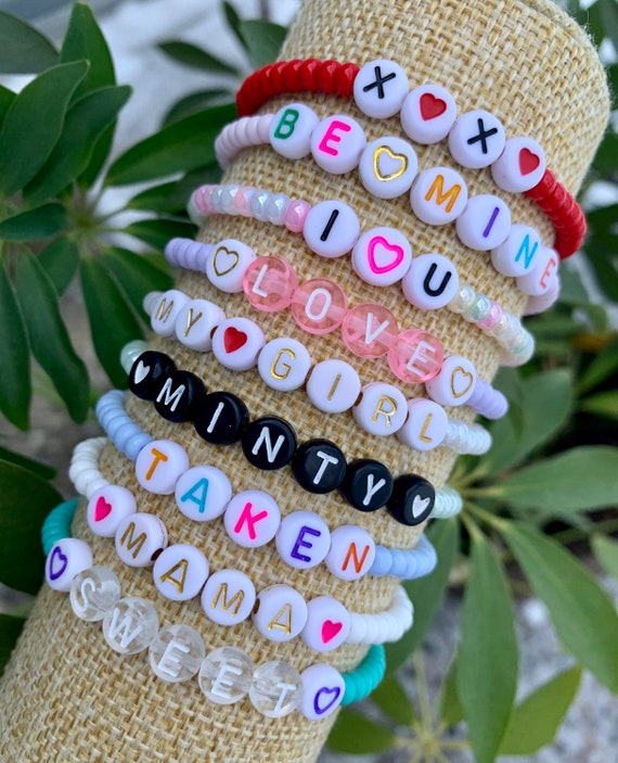 custom rainbow name bracelets for women, stacking stretch bracelet, be -  Lily Daily Boutique