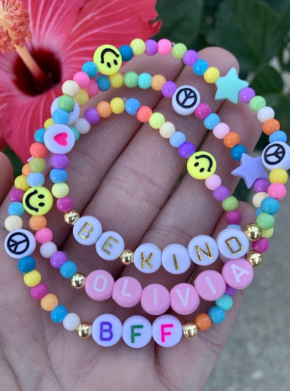 Girls Bracelets, Colorful Bead Bracelets for Girls, Kids Stretch Bracelets,  Birthday Bracelets, Kids Jewelry for Girls, Stacker Bracelets 