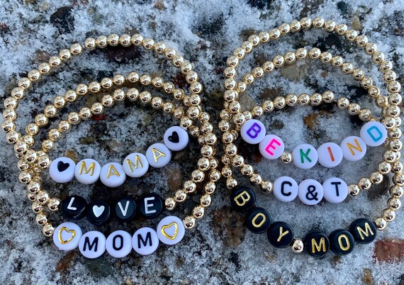 Customized Word Bracelet Gold Filled Bracelet 14K Gold Filled Personalized Name Bracelet Gold Beaded Name Bracelet Gold Ball Beads