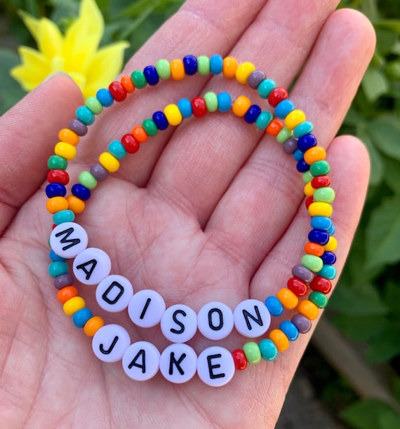 Pulsera de cuentas con letras personalizadas en colores pastel para niños y  mujeres, pulsera con nombre personalizado para niños, pulsera con cuentas,  pulsera delicada para niñas, -  México