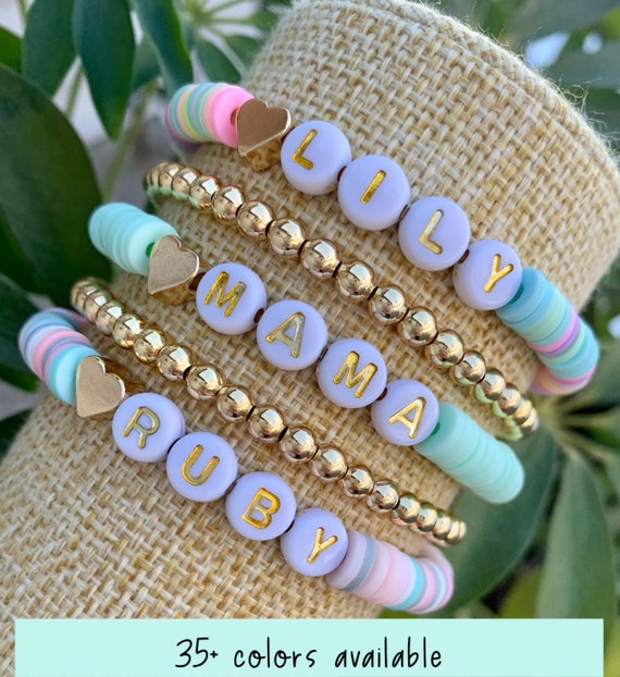 Blues or Pinks Mama Beaded Bracelet - Choose Gold, Rose Gold or