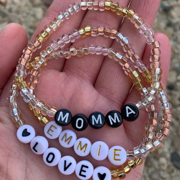 Sparkle Name Bracelet, Mama Bracelet, Gift for Her, Kids Names Bracelet Stack, Stacking Bracelets, Personalized Gift for Mom