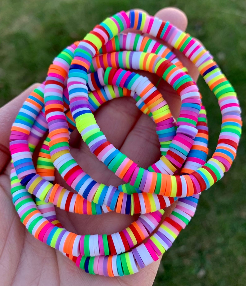 Heishi Disc Beaded Stretch braceletsStacking Bracelet6mm Etsy