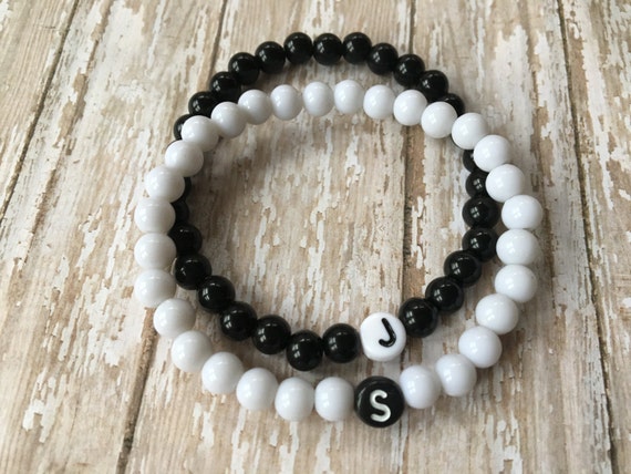 Black and White Ying & Yang Clay Bead Bracelets -Classic Evil Eye Black  Bracelet