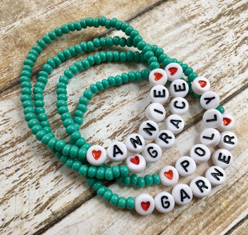 Personalized Beaded Stretch Braceletany Namecustom Etsy