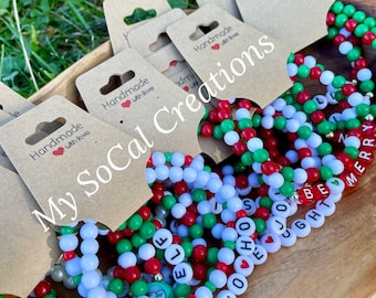 Christmas Holiday Word Bracelet Sets for Kids and Adults, Letter Bead Bracelet Sets, Holiday Party Favors, Believe, Santa, Gift for Kids