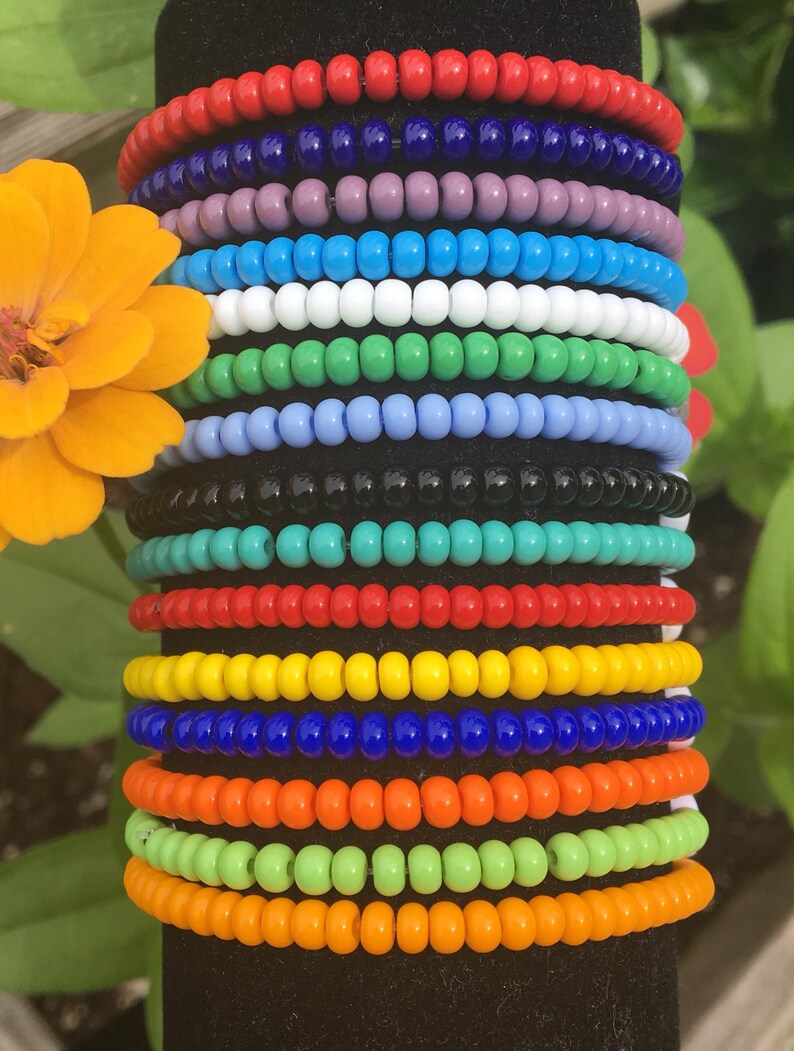 Personalized Beaded Stretch Bracelets name Braceletstacking Etsy