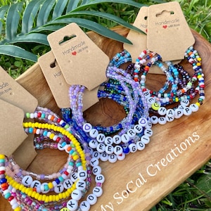 Inspirational Word Bracelet Gift Sets, Focus Word, Motivational Jewelry, Mindful Gift, Bead Bracelet Stack of 3, Bracelet Jewelry for Women