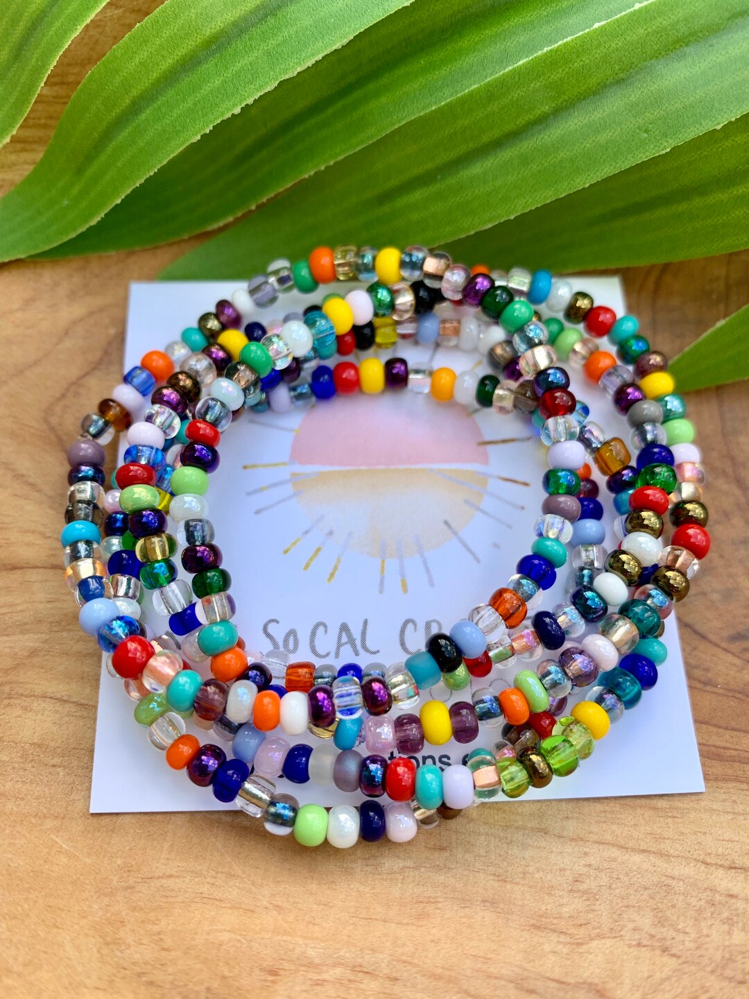 Confetti Seed Bead Bracelet Stacking Set, Tiny Bead Bracelet, Set of