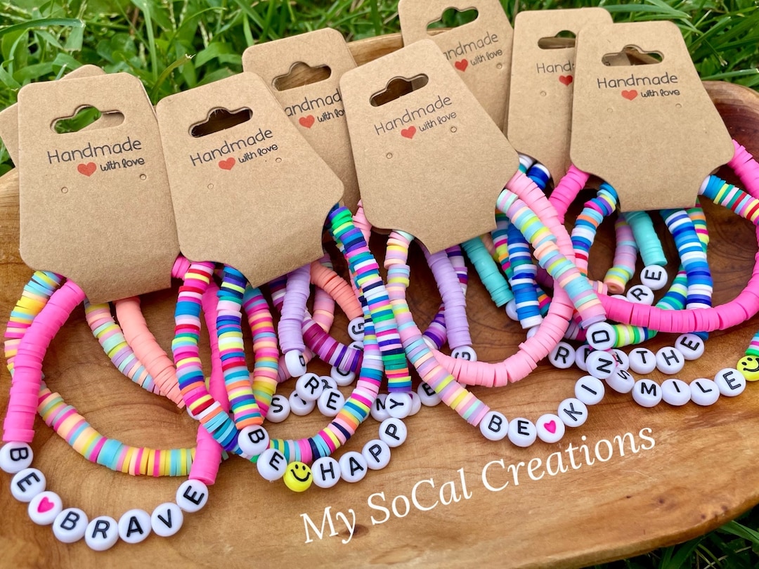 Heishi Bead Positive Affirmation Word Bracelet Sets for Kids and