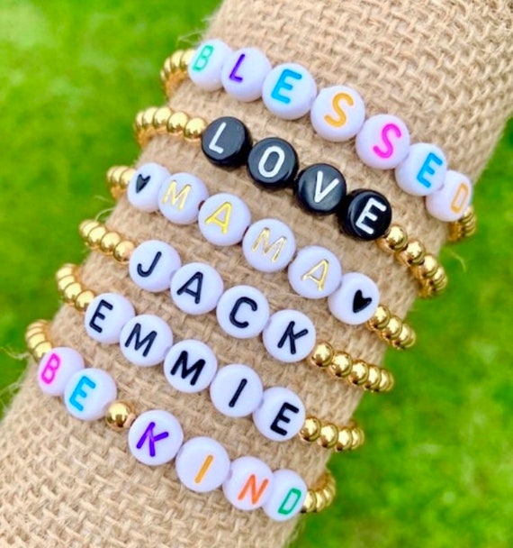 Colorful Personalized Name or Word Beaded Stretch Bracelet. 10