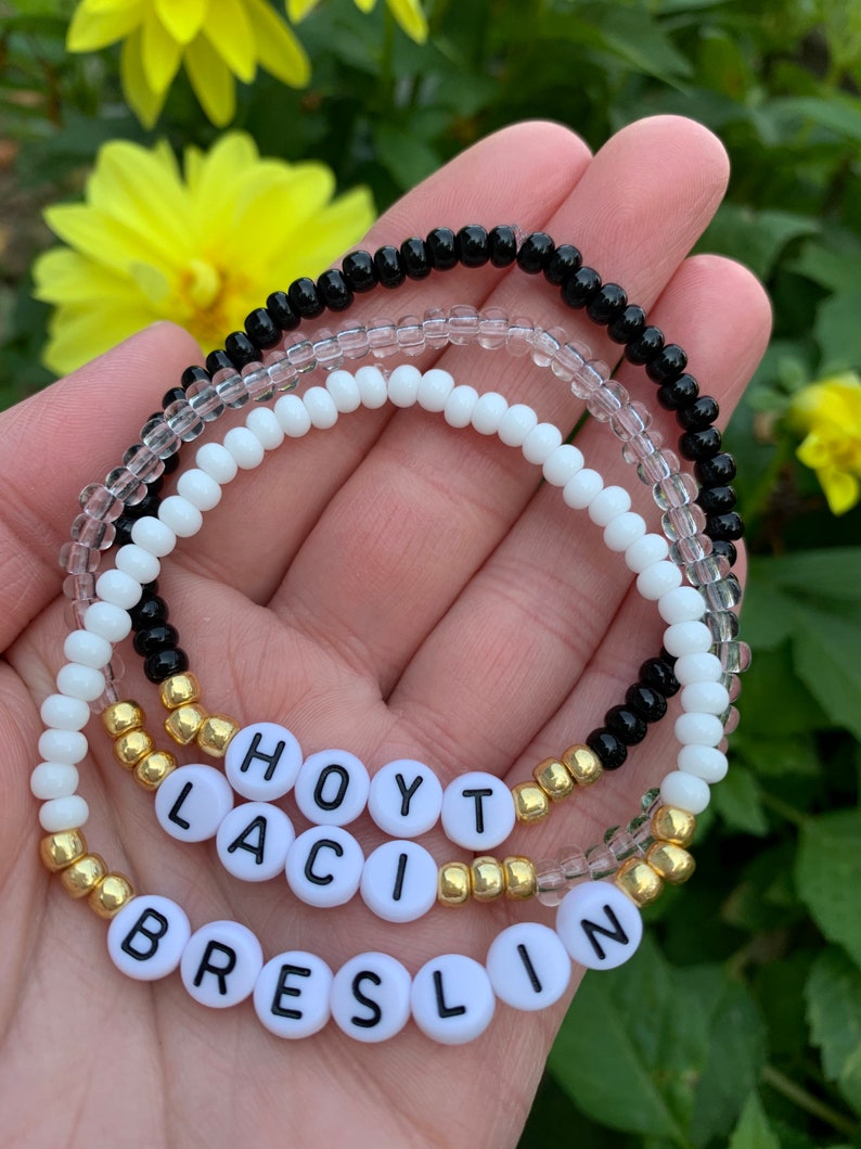 Personalized Beaded Stretch Braceletletter Bead Etsy