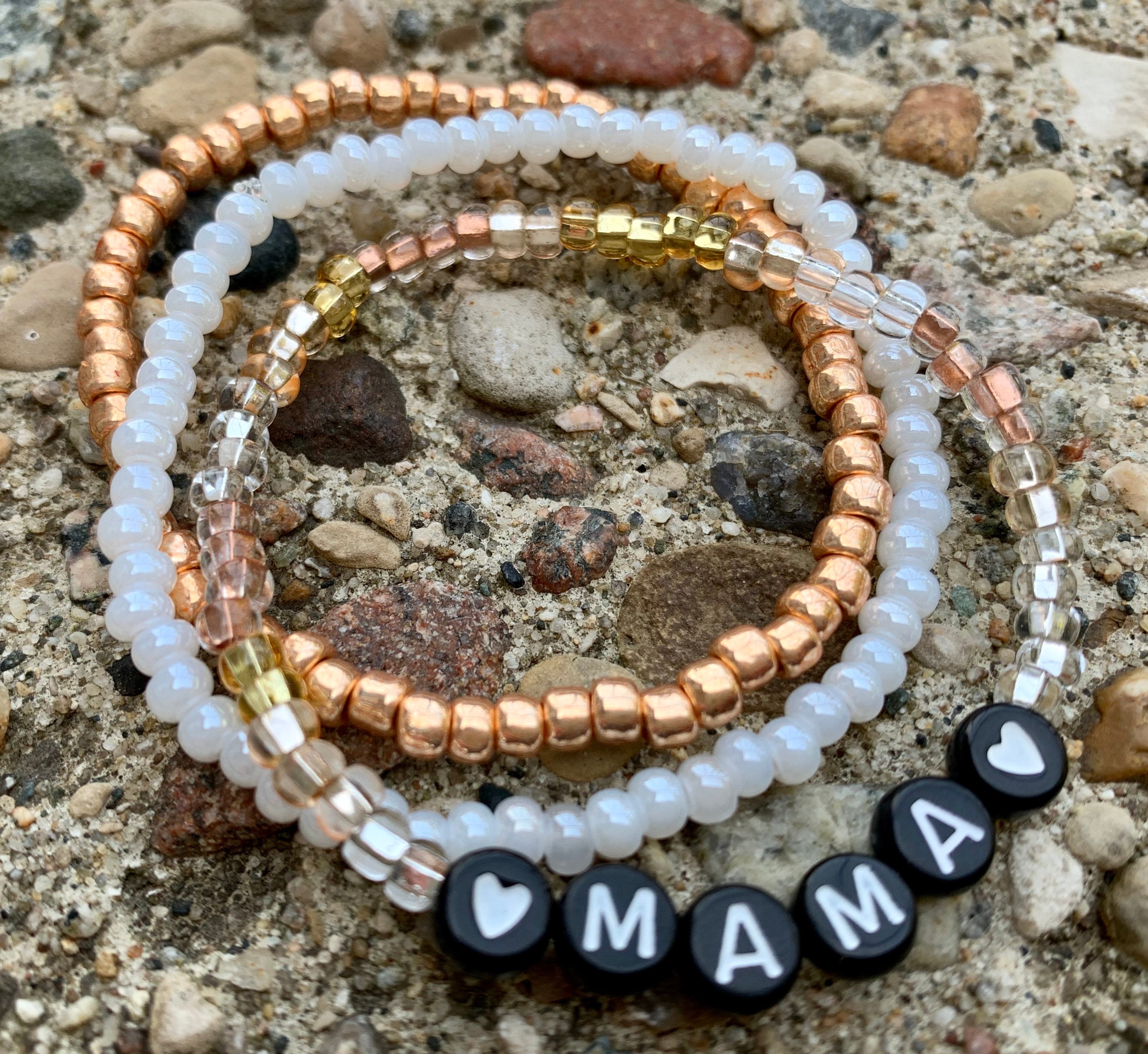 Beaded Stretch Trio Bracelet StackStacking Bracelets4mm Etsy