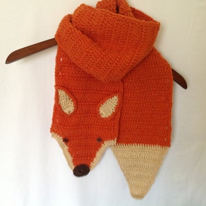 fox scarf, ready to ship,red fox scarf, Mother's day gift, handmade fox scarf, crochet animal scarf, fox  kids scarf, fox lover gift