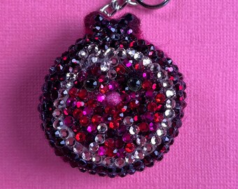 Needle Felted Pomegranate Bag Charm – Sparkly Fruit Food Whimsical Keychain Accessories