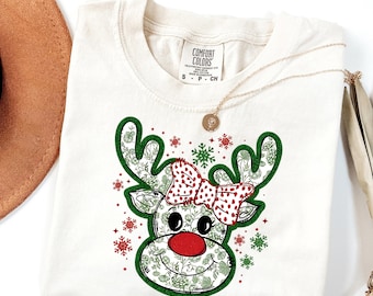 Comfort Colors Reindeer Christmas T-Shirt – Rudolph Holiday Tee