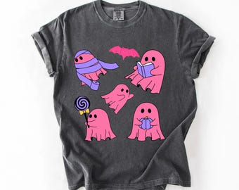 Spooky Pink Ghosts Comfort Colors T-Shirt – Halloween Tee