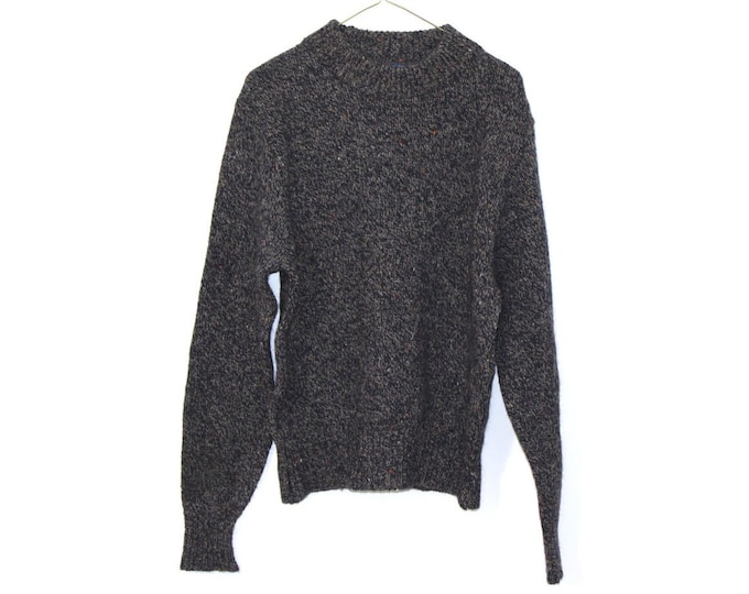 Gray Wool Sweater Vintage Mens Grandpacore Muted Neutral Color For Men