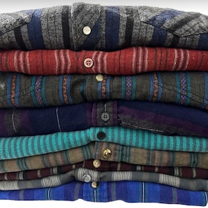 PICK ONE: Vintage Striped Flannel Shirts Button Down Flannels Stripes | Choose Your Favorite