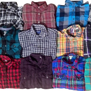 Wholesale Children&#39;s Flannels Kids Sizes Plaid Button Down Flannel Shirts 12 Piece Lot