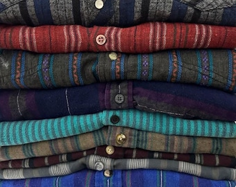 PICK ONE: Vintage Striped Flannel Shirts Button Down Flannels Stripes | Choose Your Favorite