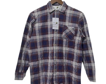 Vintage 80er Jahre Kinder Flanell Jungen Oversized Kariertes Hemd Zerstört Grunge mit Reparatur