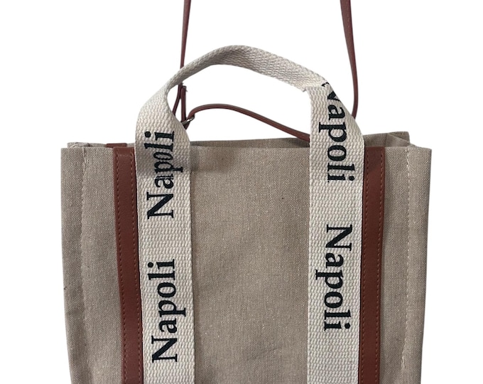 Napoli Italy Crossbody Canvas Purse Italian Bag with Adjustable Strap