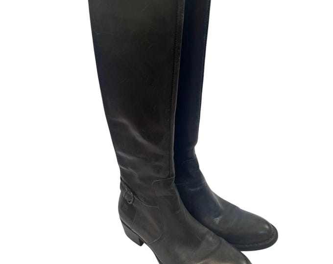 Knee High Leather Riding Boots Vintage Born Womens Size 9 M Dark Gray