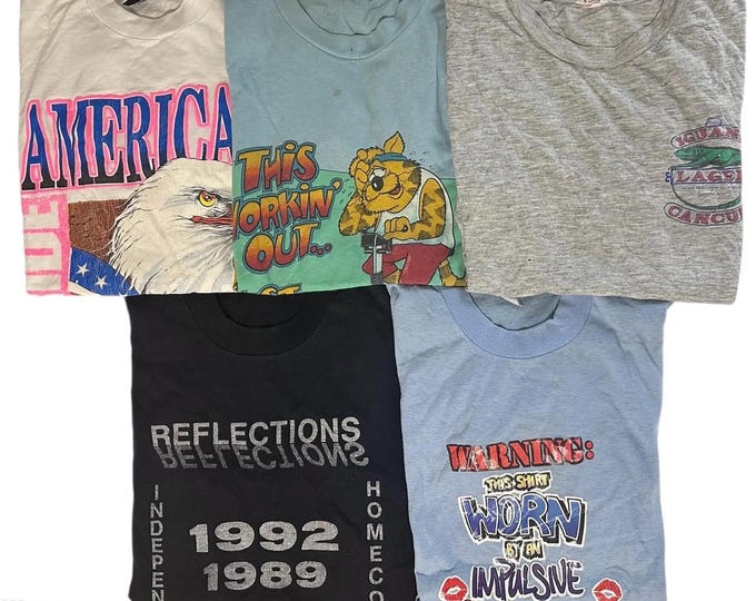 Vintage 80s 90s T-shirts Pack of Distressed Damaged Vintage Tee Size Large Adult Unisex Short Sleeve Graphic Tshirts