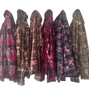 PICK ONE: Splatter Bleached Flannel Shirt Mixed Colors Blach Splatters Hand Dyed Shirts