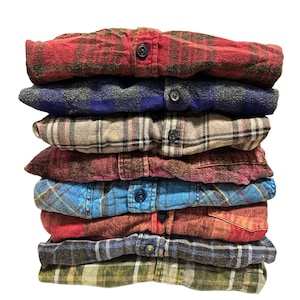 PICK ONE Super Soft Acid Washed Flannel Shirt Unisex Men Women Plaid Button Down Cotton Stone Wash Worn Faded 90s Grunge Flannel Shirt