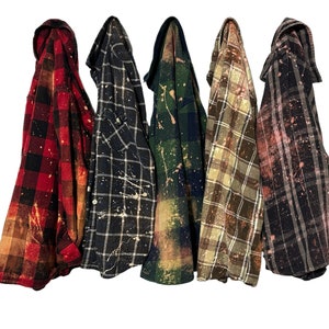 Custom Bleach Splatter Flannel Shirt Bleached Grunge Style Hipster Flannel Men Boyfriend Fit Unisex Flannel