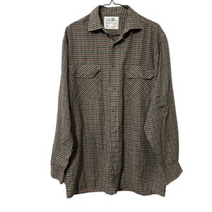 Gingham Plaid Button Down Shirt Mens Vintage Button Up Work Shirt Tan Blue Green Red Brown Medium Large