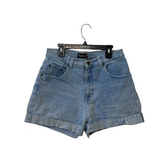 May include: Light blue denim shorts with a cuffed hem and a black "Style & Co." label on the waistband.