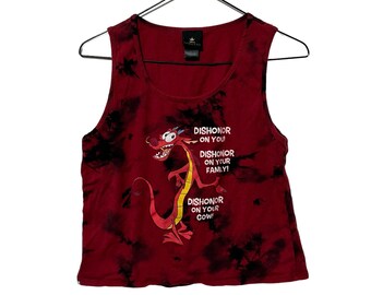 Mulan Mushu Dishonor on You Dishonor on Your Family Dishonor on Your Cow Quote Red Crop Top Disney Princess Small
