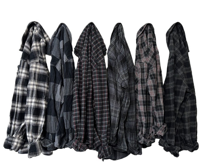 PICK ONE: Grayscale Black Gray Flannel Shirts | Choose Your Favorite Plaid | Unisex Men Women Boyfriend Fit
