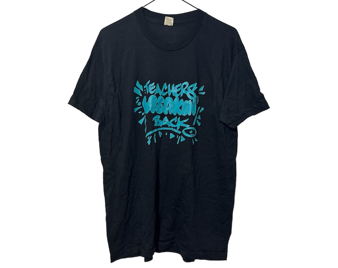 Soft Vintage 80's T-shirt Gift for Teacher Black & Blue Teachers Breakin Back Screen Stars Tee Size XL