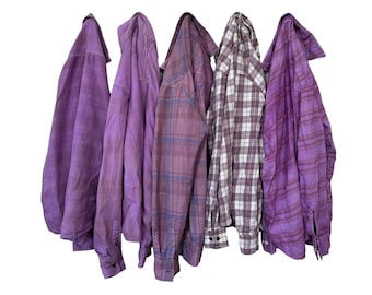PICK ONE: Lavender Dyed Flannel Shirts Unisex Men Women Light Purple Plaid Cotton Flannels