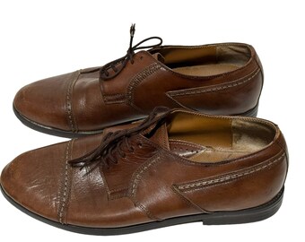 Whiskey Brown Vintage Leather Oxford Shoes Men's Size 9.5 D US