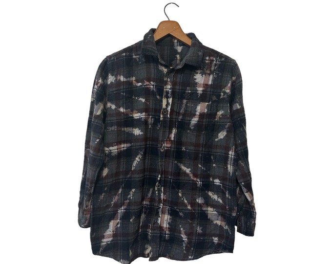 Black Tiedye Flannel Shirt Size XS Unisex Men Dark Grunge Flannel