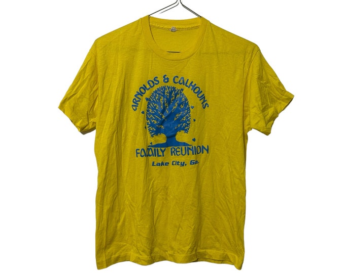 80’s Family Reunion Vintage T-shirt Yellow Graphic Tee Adult L XL