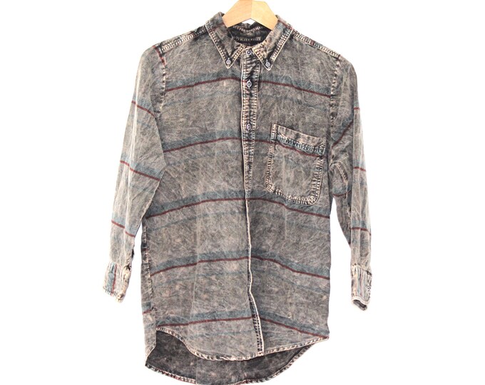 Grunge Style Acid Wash Flannel Shirt Kids XL