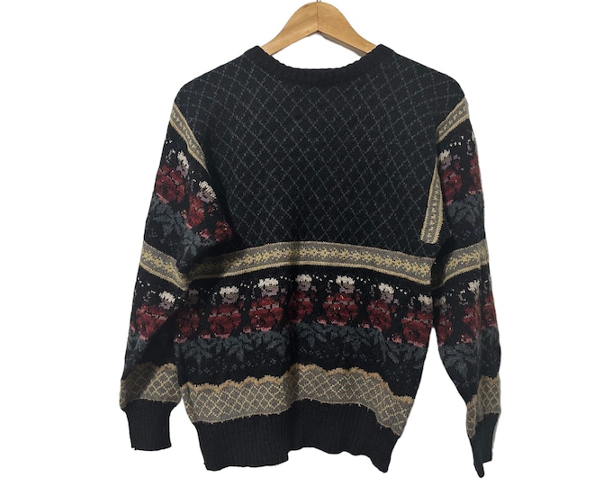 Cottagecore Vintage Women's Floral Print Sweater Size Medium