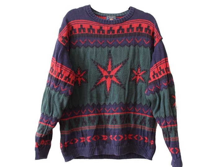 Vintage Chaps Ralph Lauren Star Print Sweater Size XL
