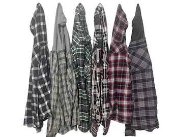 PICK ONE: Hooded Flannel Shirt Plaid Vintage Grunge Style Flannel Hoodies Long Sleeve with Hood Flannel Unisex