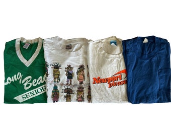 Vintage T-shirts Distressed Damaged 80s 90s Tees Size Large Adult Unisex Graphic Shirts 4 Pack