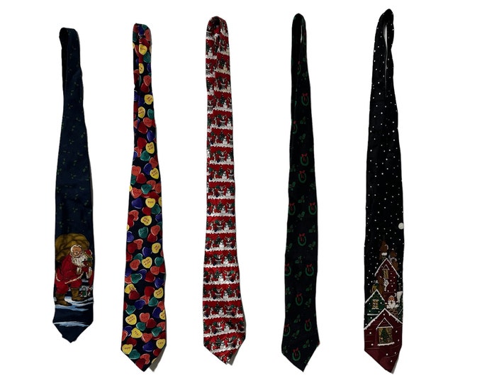 PICK ONE: Vintage Holiday Ties Men's Necktie | Christmas Santa Holiday Valentines Day