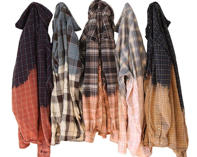 Custom Half Bleached Flannel Shirt Custom Hand Dyed Flannels
