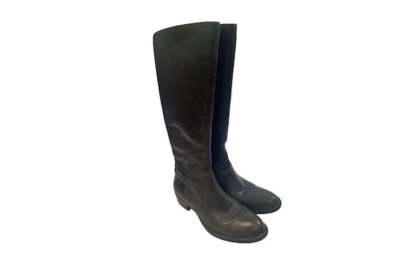 Knee High Leather Riding Boots Vintage Born Womens Size 9 M Dark Gray