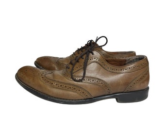 Men s Vintage Leather Stafford Oxford Wingtip Dress Business Shoes Lace up Brown Size 11 US Etsy Hong Kong